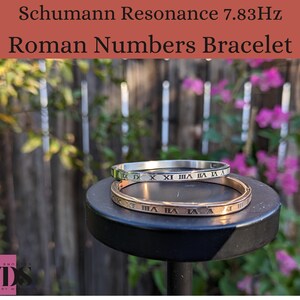 7.83Hz Women Grounding Bracelet, Schumann Resonance Imprinted Bangle, Stress Relief Stainless Steel Band, Anti Inflammation Jewelry image 4