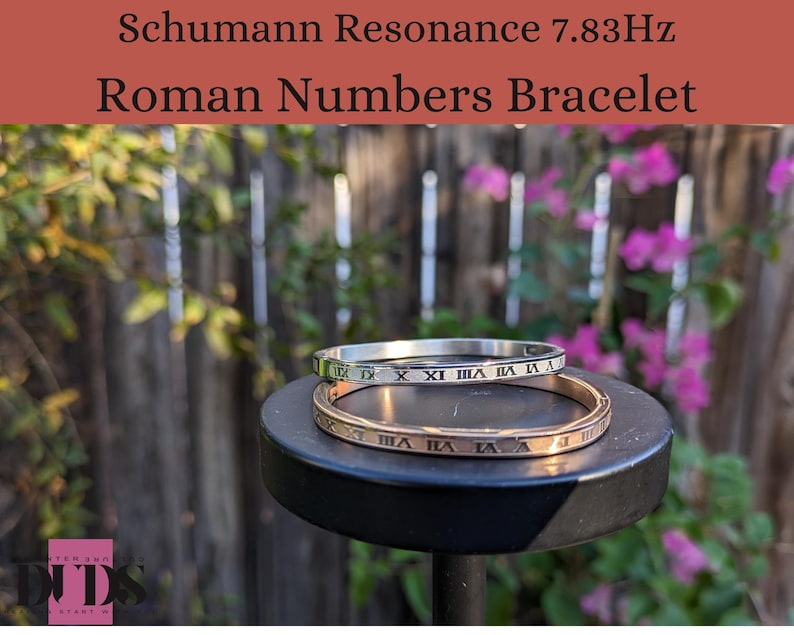 7.83Hz Women Grounding Bracelet, Schumann Resonance Imprinted Bangle, Stress Relief Stainless Steel Band, Anti Inflammation Jewelry image 4