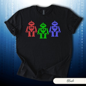 Binary Robot Shirt, Computer Nerd Graphic Tee, Tech Geek T-Shirt, Software Programmer Gift