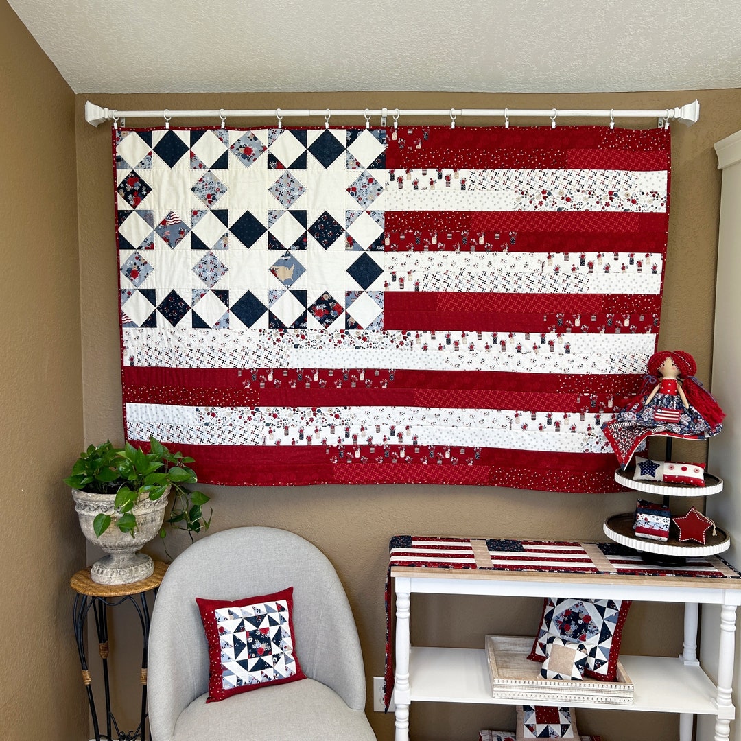 American Flag Quilt Kit Fourth of July US Flag Quilt Kit Red White and