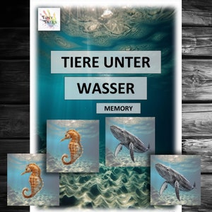 Memoria Animali Bambini Giocano Montessori Imparano Animali Carte Gioco da tavolo Asilo Scuola Acqua Nuoto Bagnato Squalo balena Cancro Medusa Delfino
