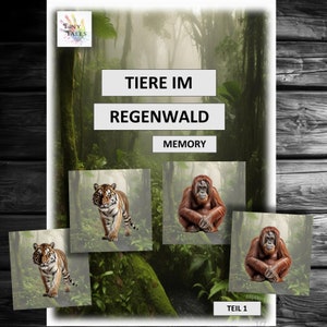 Memoria Animali Bambini Giocano Montessori Imparano Carte Animali Gioco da tavolo Asilo Scuola Foresta pluviale Parte 1 Giungla Coccodrillo Koala Panda
