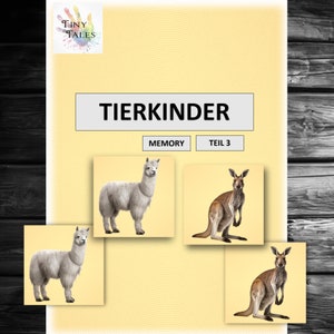 Tierkinder Set 3 Memory Spielen Kinder Gedächtnis Denken Miteinander Kindergarten Schule Lehrer Erzieherin Projekt Thema Idee Tierkarten
