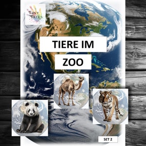 Zootiere Set 2 Tierkarten Kinder Spielen Tischspiel Montessori Beschäftigung Natur Tiere Entdecken Zoobesuch Projekt Thema Kindergarten Idee