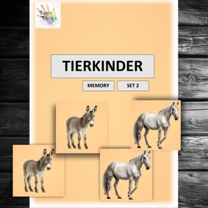 Tierkinder Set 2 Lernen Spielen Gedächtnis Grundschule Denken Konzentration Tischspiel Montessori Legespiel Natur Tierkarten Bilderkarten