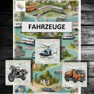 Fahrzeuge Bilderkarten Legespiele Kinder Autos Montessori Spielen Lernen Kindergarten Projekt Angebot Ideen Beschäftigung Fahren Fliegen