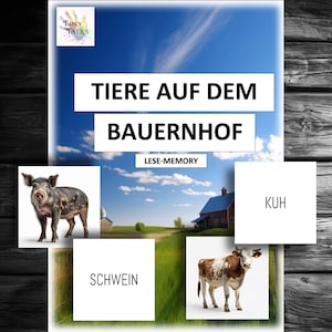 Memory Animals Farm Reading Practice Children Stable Farmer Barn School Preschool Preparation Play Cards Memory Concentration Fun
