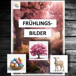 Frühling Karten Bilder Sonne Blumen Blühen bunt Ostern Osterhase Eier Jahreszeit April Mai Kinder Schule Lernen Spielen Legespiel Montessori