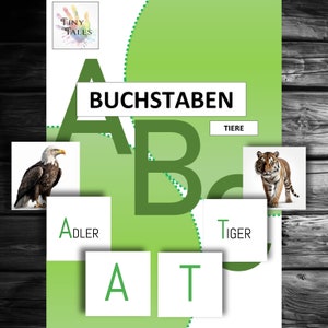 Learning letters ABC alphabet lesson placement game teacher elementary school subject German children reading playing thinking concentration holidays