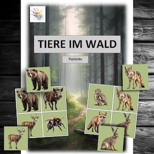 Lotteria degli animali Animali della foresta Animali della foresta Carte degli animali Animali nella foresta Asilo Montessori Bambini Imparare Giocando Idea Offerta Progetto Riccio Orso Lupo Cervo