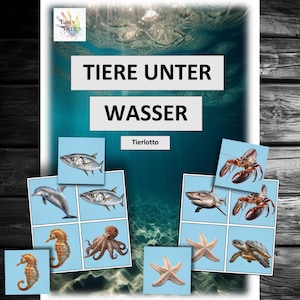 Tierlotto Unter Wasser Tiere Tierkarten Montessori Kindergarten Kinder Lernen Spielen Erzieherin Angebot Projekt Ideen Delfin Hai Krake Orca