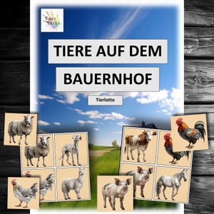 Tierlotto Animali della Fattoria Carte Animali Asilo Montessori Bambini Imparare Giocando Offerta Presepe Idee Progetto Educatore Capra Cavallo Anatra