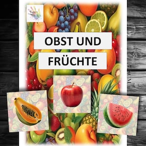 Frutta Cibo Nutrizione della frutta Asilo sano Progetto scolastico Bambini Insegnante Cartoline illustrate Carte Melone Ananas Fragola Avocado Asilo nido Snack