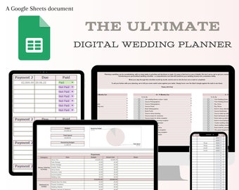 The Ultimate Digital Wedding Planner, All-In-One Wedding Spreadsheet, Google Sheets, Wedding Checklist, DIY Planner