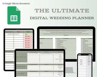 The Ultimate Digital Wedding Planner, All-In-One Wedding Spreadsheet, Google Sheets, Wedding Checklist, DIY Planner