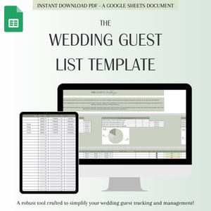 Wedding Guest List Template, Guest list Tracker, Wedding Planning Tool, Google Sheets Compatible, wedding planning, Guest List Template