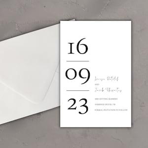 Réservez cette date en noir et blanc élégant, faire-part de mariage personnalisé