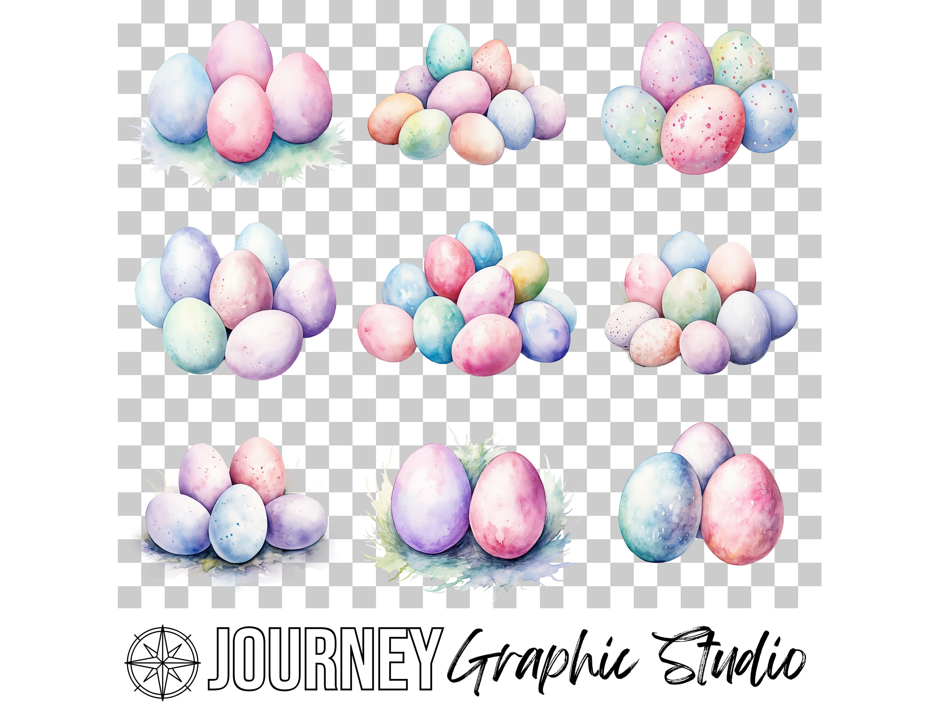 Easter Clipart Bundle, Watercolor Clipart Bundle, Easter Eggs Clipart ...