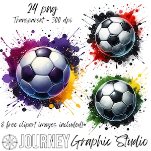 Bundle de cliparts ballon de football, Clipart ballon de football aquarelle Splash, Bundle de cliparts sport, clipart football, usage Commercial des cliparts aquarelle