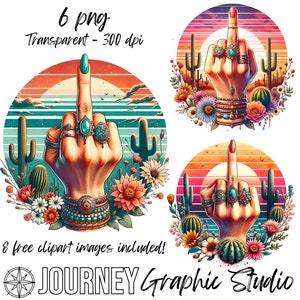 Clipart majeur, doigt du milieu occidental, clipart sud-ouest, Bundle de cliparts sarcastique, sarcastique clipart, clipart usage Commercial