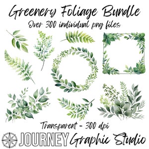 Bundle de cliparts verdure, Bundle de cliparts aquarelle, Bundle de cliparts feuillage de verdure, Clipart aquarelle de verdure, usage Commercial des cliparts PNG