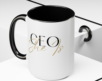 Coffee Mug Ceramic Coffee Cup 15oz Coffee Mug Empowering Cup Boss Babe Gift For Her Coffee Lovers Small Business CEO Boss Babes