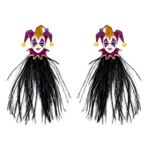 Festive MARDI GRAS Jester EARRINGS for Women, Party Jewelry, Fat Tuesday Accessories for Mom, Sister, Gift Idea for Her, Stocking Stuffer