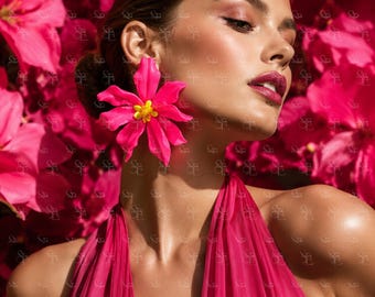 Large Flower Earrings Tropical Statement Jewelry Lightweight Fashion Earrings