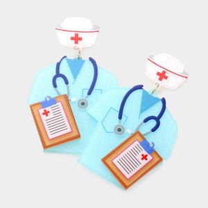 Nurse Earrings with Clipboard and Stethoscope | Medical Gift for Healthcare Workers | Unique RN Jewelry for Nurses Week | Gift for Nurse