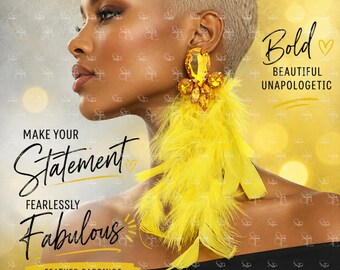 Crystal Feather Earrings, Long Statement Dangles, Glam Evening Jewelry