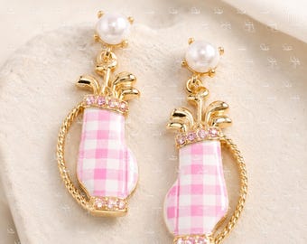 Golf Bag Earrings, Golfer Gift Jewelry, Country Club Accessory, Tournament Outfit Drops, Sports Mom Present For Her