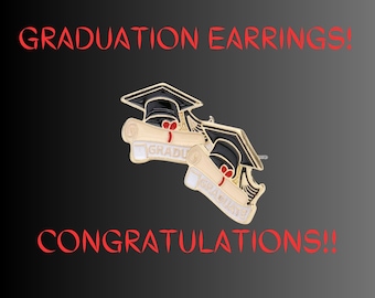 Graduation Earrings | Cap & Diploma Studs | Class of 2025 Gift | Grad Jewelry for Her | Graduation Party Accessory | Grad Gift