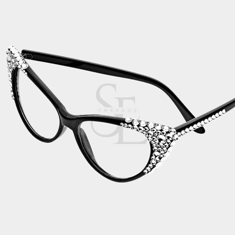 Luxury crystal cat eye frames with decorative lens edging