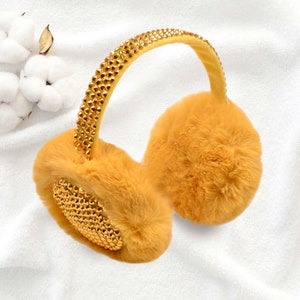 Plush Faux Fur Earmuffs with Sparkling Rhinestones – Cozy Winter Ear Warmers for Women, Teens & Girls | Holiday Gift Idea
