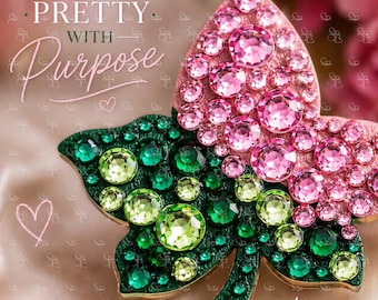 Pink Green Rhinestone Leaf Brooch D9 Inspired Sisterhood Pin Statement Blazer Accessory Gift for Her Chapter Event Style Jewelry