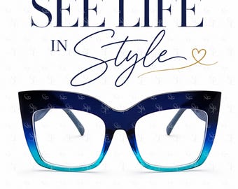 Blue Ombre Cat Eye Blue Light Glasses Fashion Computer Eyewear Stylish Screen Glasses Retro Optical Frames Women's Gift