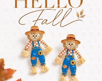 Scarecrow Fall Earrings Autumn Harvest Jewelry Cute Thanksgiving Dangle Earrings Pumpkin Patch Gift Rustic Farm Accessories