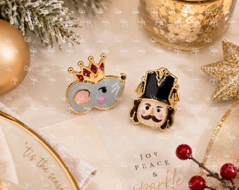 Mismatched Mouse Nutcracker Inspired Stud Earrings Holiday Christmas Ballet Gift Cute Enamel Stud Earrings Winter Jewelry