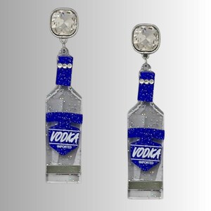 Quirky Mini Resin Vodka Bottle Earrings for Drink Lover, Alcohol Novelty Gift for Wife, Festive Bachelorette Celebration Earrings,