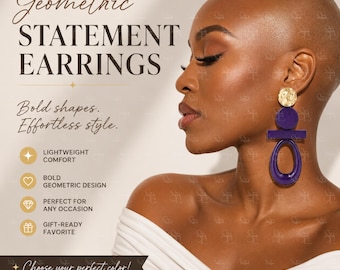Geometric Statement Earrings, Modern Dangle Earrings, Oversized Drop Jewelry Gift for Her