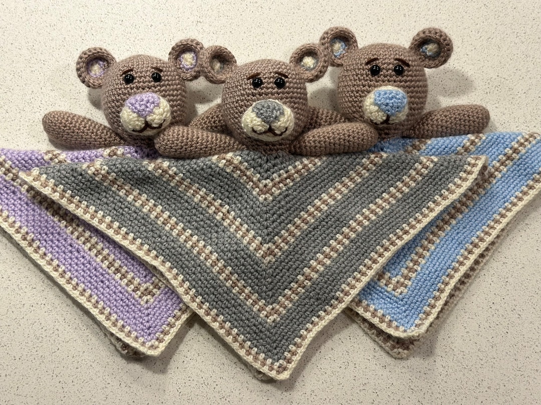Crochet Teddy Bear Lovey Blanket - Etsy