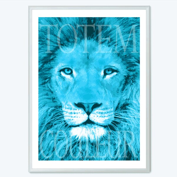 Affiche tête de lion couleurs vives