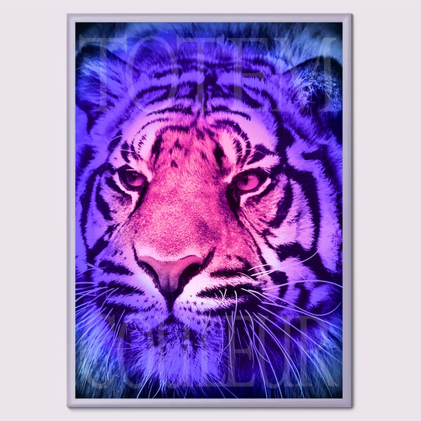 Affiche tête de tigre couleurs vives