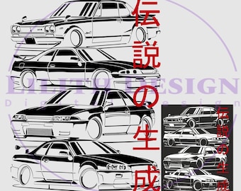 Gtr Gang, Skyline, Gtr Generations, Jdm Svg, R34, R33, R32, Svg/Png/AI/Dxf Instant Download