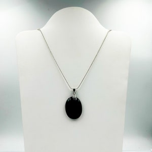 Black Tourmaline Oval Shaped pendant, black Tourmaline  necklace, black Tourmaline crystal jewelry, October birthstone necklace