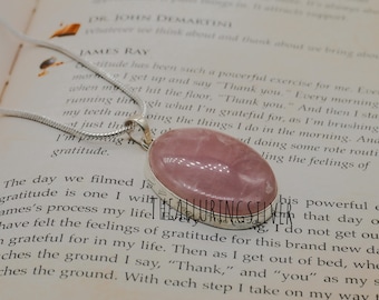 Rose Quartz Sterling Silver Pendant, Handmade Healing Jewelry