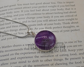 Natural Amethyst Pendant-Handmade Silver Pendant-925 Sterling Silver Pendant-Round Pendant-Anniversary Pendant