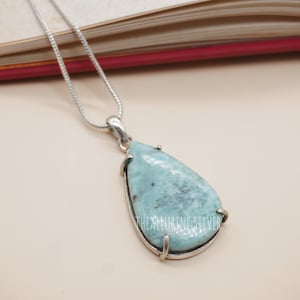 Natural Blue Larimar Gemstone Pendant 925 Sterling Silver Handmade Designer Jewelry Pendant Gift For Her Women&#39;s Larimar Jewelry