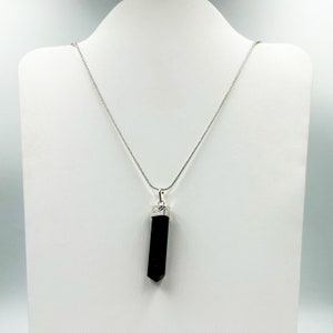 Black Tourmaline pendant, black Tourmaline Pencil necklace, black Tourmaline crystal jewelry, October birthstone necklace