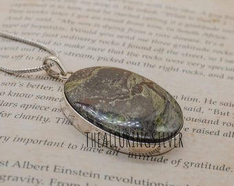 Handmade Dragon Blood Jasper 925 Sterling Silver Pendant